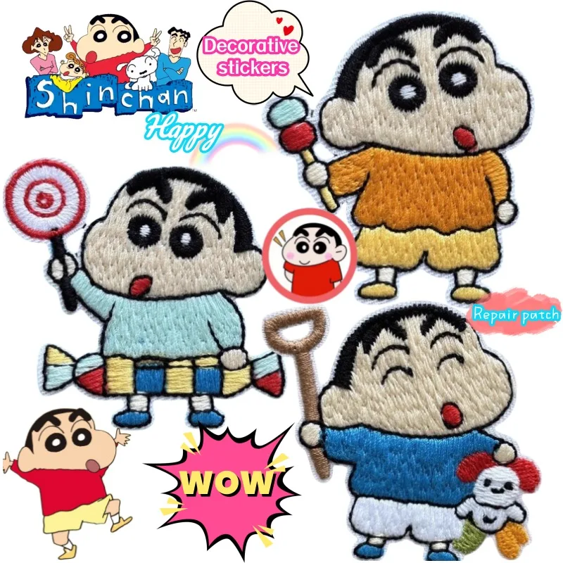 Crayon Shin-chan high-value creative new embroidery animation peripheral stickers clothes decoration stickers repair subsidies