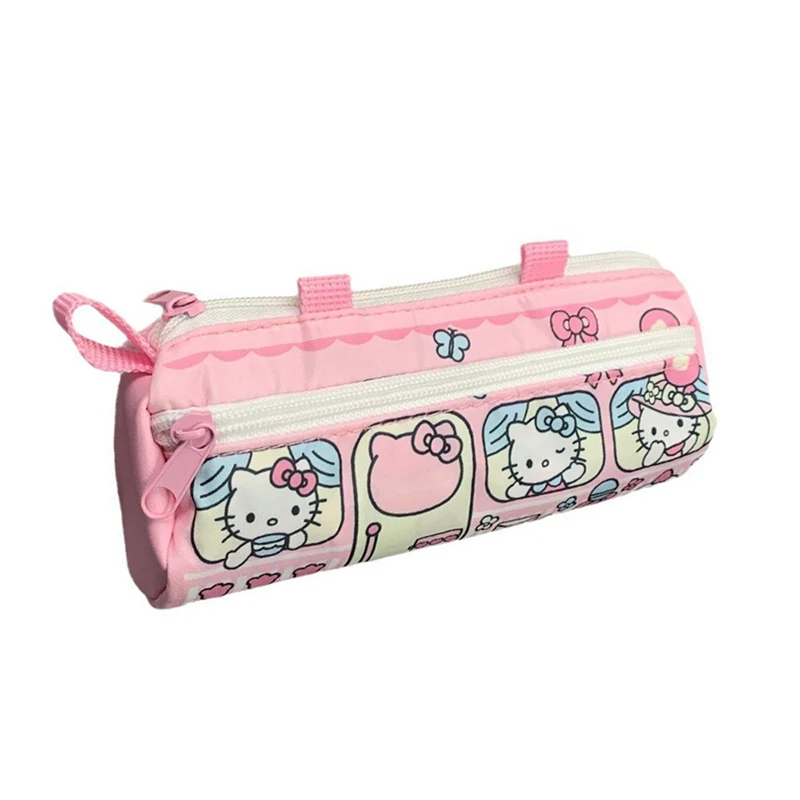 Sanrio Olá Kitty Pencil Pouch, Pen Case de grande capacidade, Pink Kt Cat Cosmetic Bag, Suprimentos para Estudantes para Meninas, Papelaria Presentes, Novo