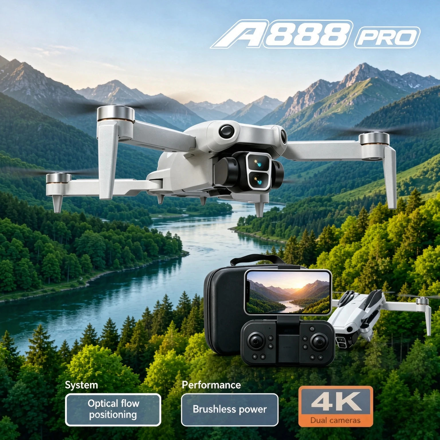 Drone Rc Foldable - 오리지널 A888 GPS 접이식 드론 8K