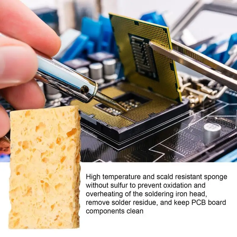 Soldering Iron Sponge Yellow Cleaning Sponge Cleaner  Temperature Resistant Soldering Iron Tips Cleaning Sponge Tip Repair Tools