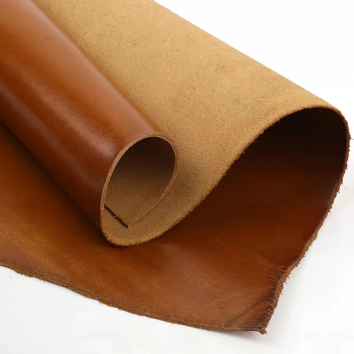 Yellow brown 2mm stiff oil wax leather, genuine leather, top layer handmade DIY ledger, leather bag, wallet, card bag view 2