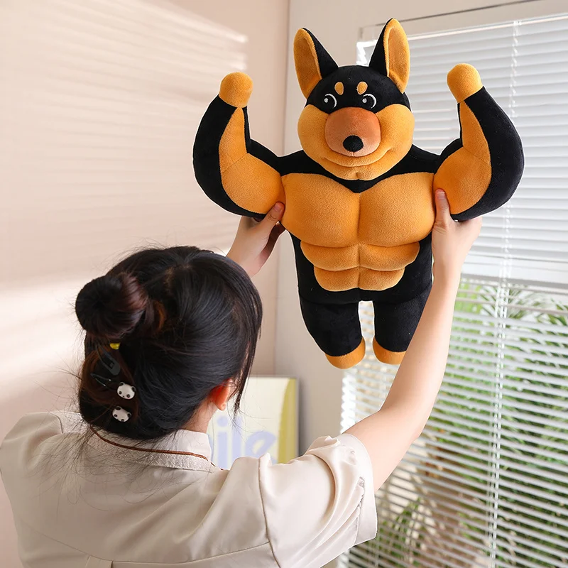 Criativo Cartoon Muscle Bee Dog Brinquedos de pelúcia, Animal de pelúcia macio, Plushies engraçados do filhote de cachorro, Baby Appease Doll, travesseiro para crianças, presente das meninas