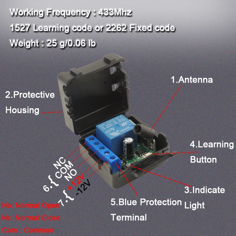 433MHz bezprzewodowy pilot zdalnego sterowania DC 12V 10A przekaźnik odbiorczy inteligentny przełącznik ścienny uniwersalny nadajnik do systemu