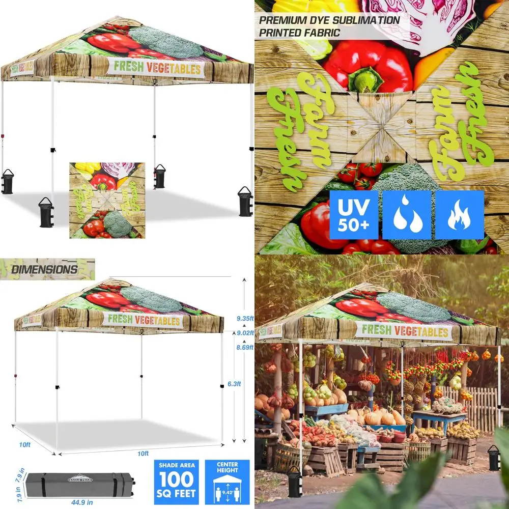 

Pop-Up Canopy Tent with Wheeled Bag, 8 Stakes, 4 Ropes, 4 Weight Bags, Easy Setup, 10x10 ft, 100sq ft, Durable Outdoor Shelter