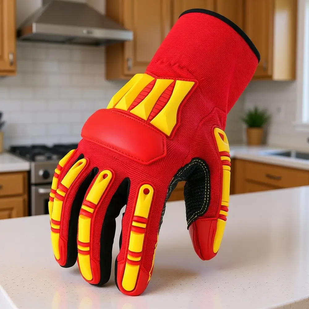 

Рабочие перчатки повышенной прочности с усиленным захватом, красно-желтые, размер L