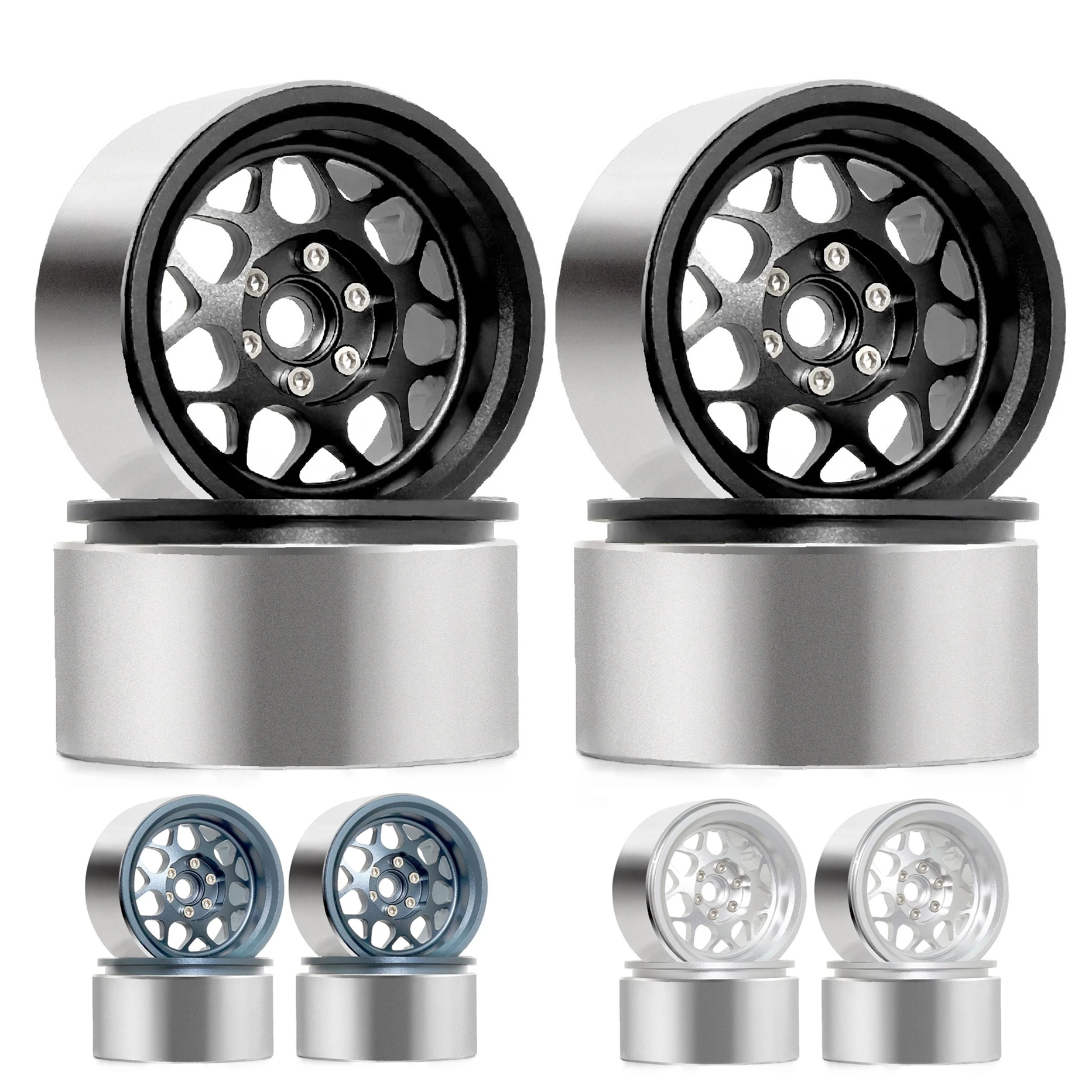 

4pcs High - Quality Metal 2.2" Beadlock Wheel Rim & Hub Set - Ideal Upgrade for 1/10 RC Crawlers like Axial SCX10 Pro, Wraith,