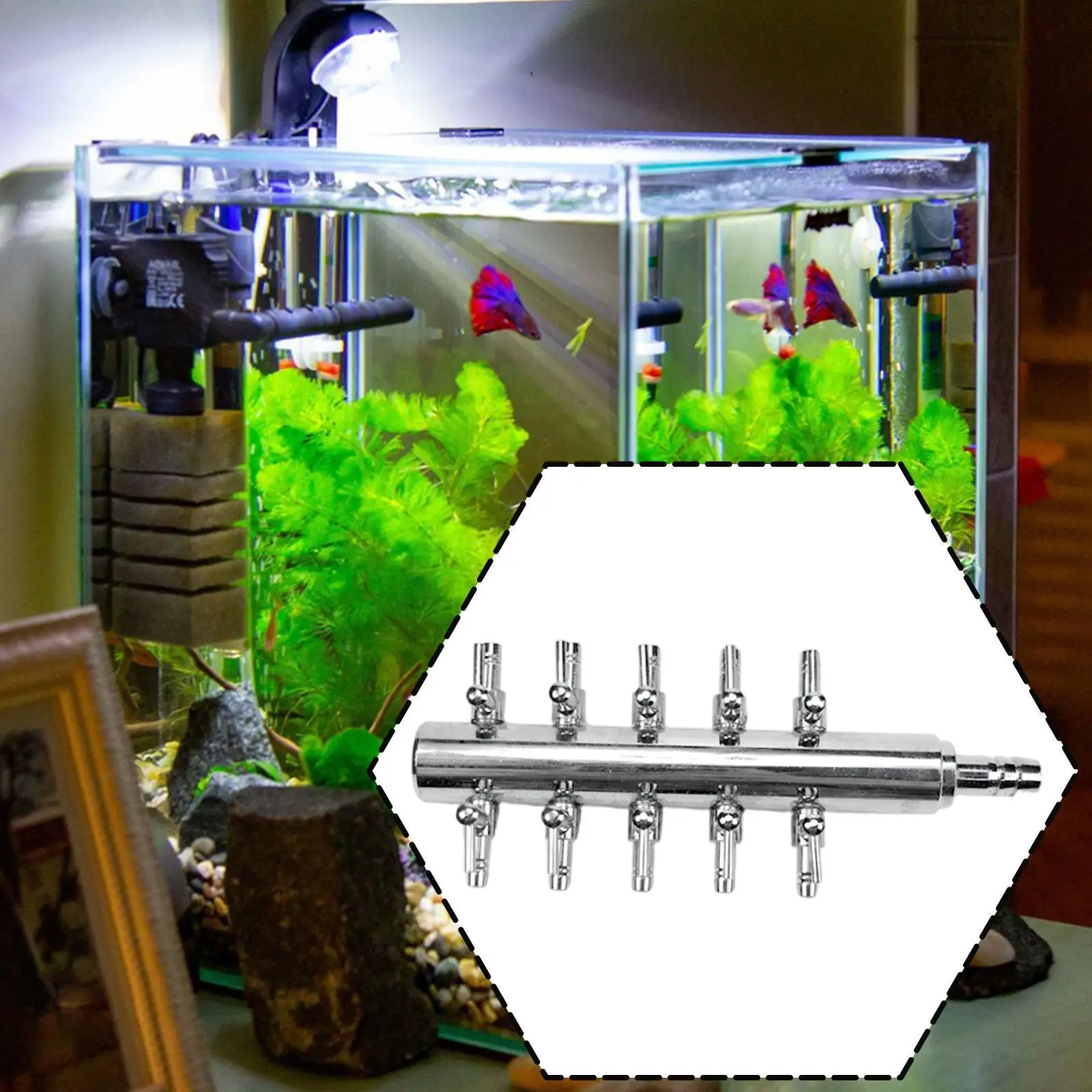Aquarium Air Tubing Splitter Efficient Hose Divider Air Valve for Fish Tank Oxygen Pump Distribution