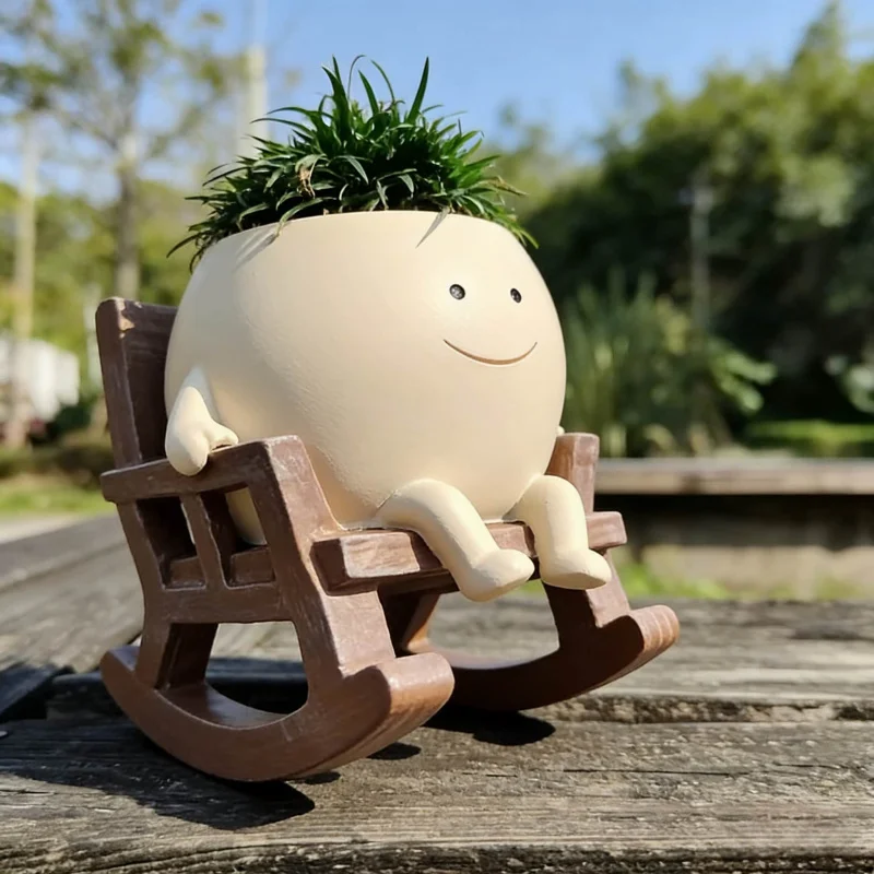 Smiley Face Resin Succulent Planter Mini - Creative Personalized Desktop Decoration Practical Home Gift Potted Plant Container
