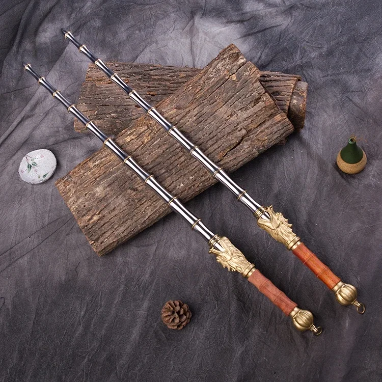 

Solid Stainless Steel Bamboo Joint Double Whips Collection, China Cold Weapon, High-grade Standard, Martial Arts Practice