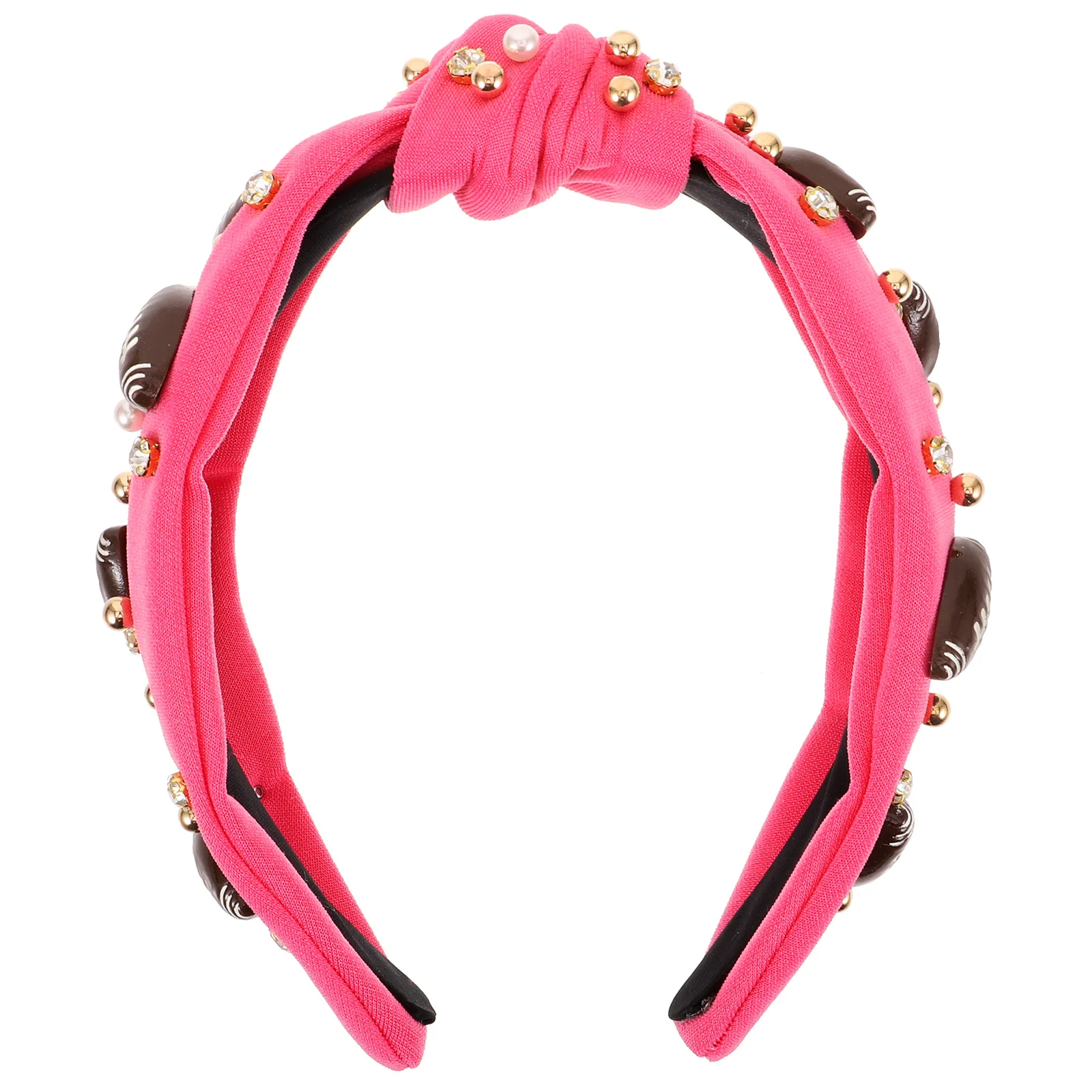 

Rugby Headb Thick Knotted Headb s For Girls Fabric Knot Bead Embellished Hair Accessory Football Style Wide Brim Charm Ribbon
