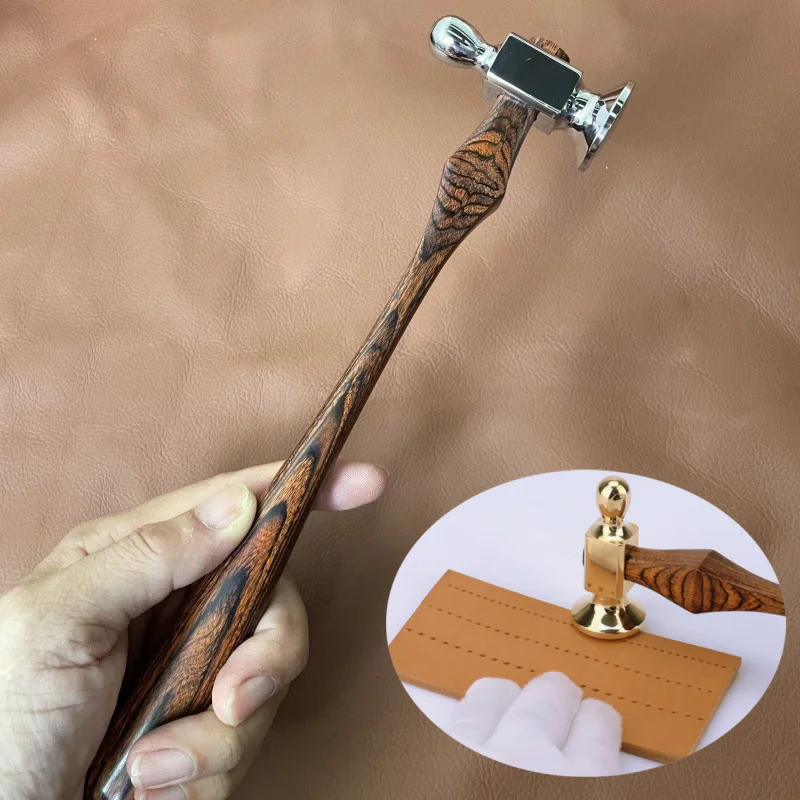 Stainless Steel Mirror-polished Leather Hammer DIY Leathercraft Punchinghammer Lines Dot Pressing Decorative Double-end Tool