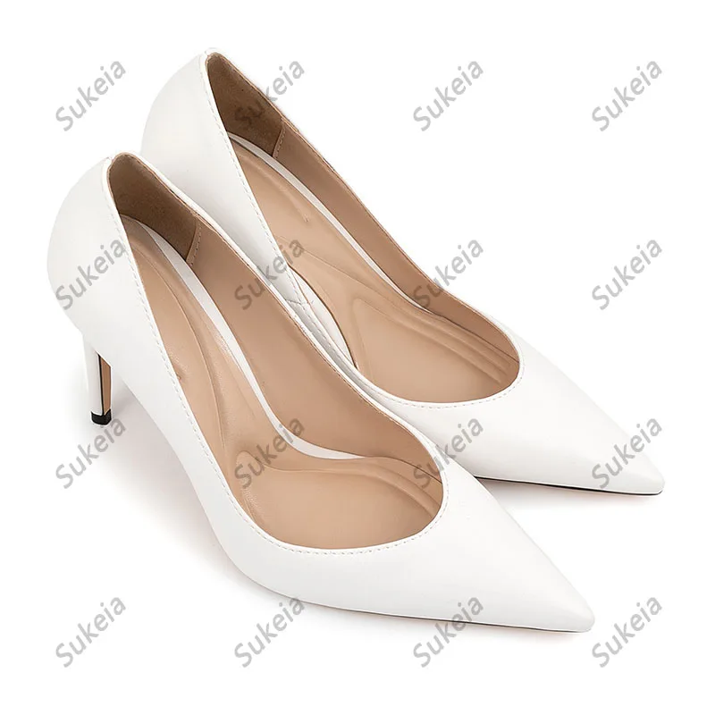 Sukeia جديد إمرأة الربيع مضخات أشار تو مثير كعب ستيليتو جميل بني أسود أبيض سيدة أحذية زائد الولايات المتحدة حجم 5-15