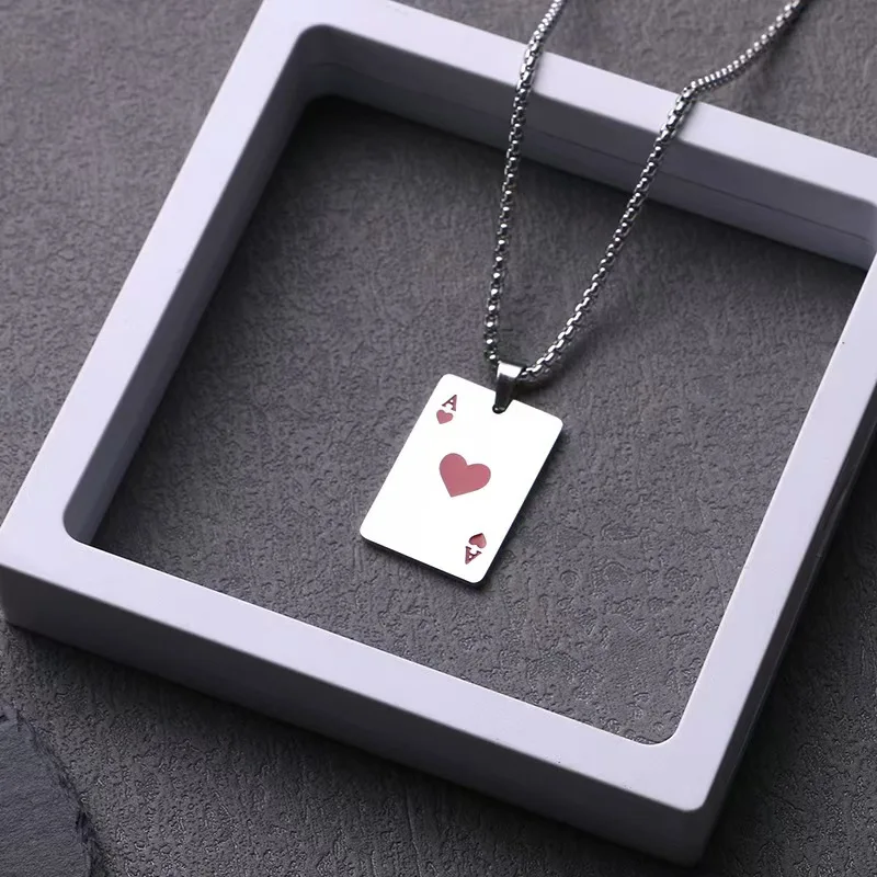 Hip-hop style declaration edition Spade A playing card necklace (unisex) pendant chain with poker theme