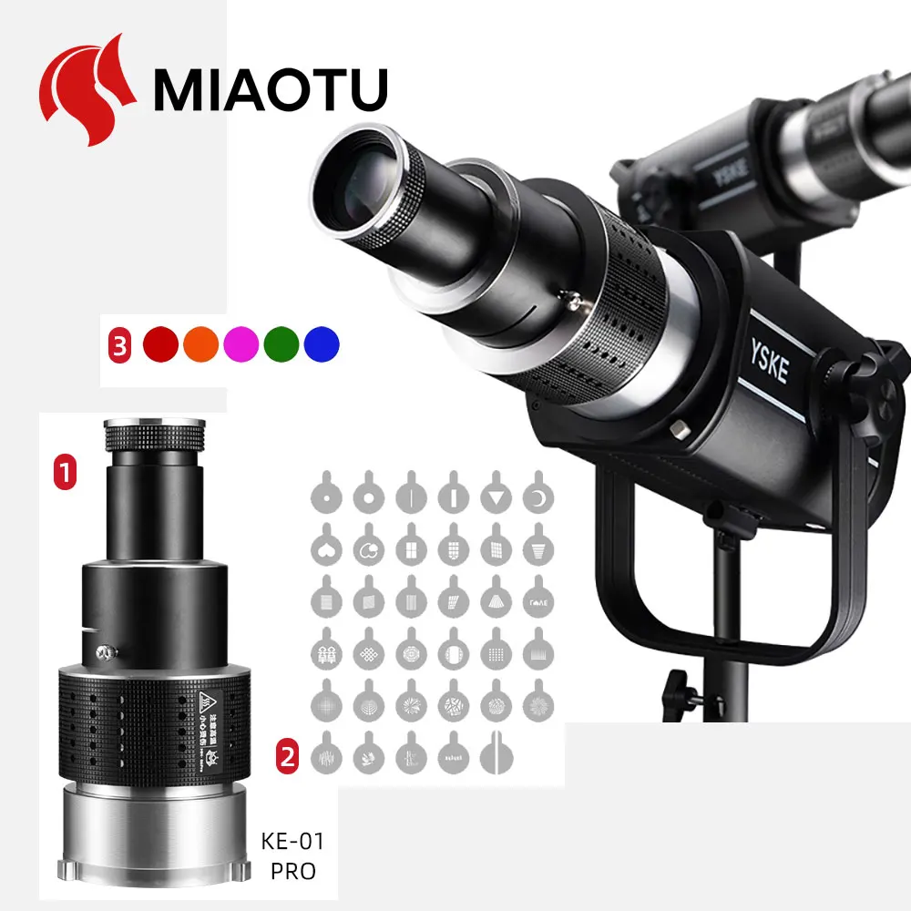 MIAOTU Bowon Mount Floodlight Spotlight Cone Lens Video Artist Styling Studio Light Kit Optical Spotlight Lens 35 Styling Pieces