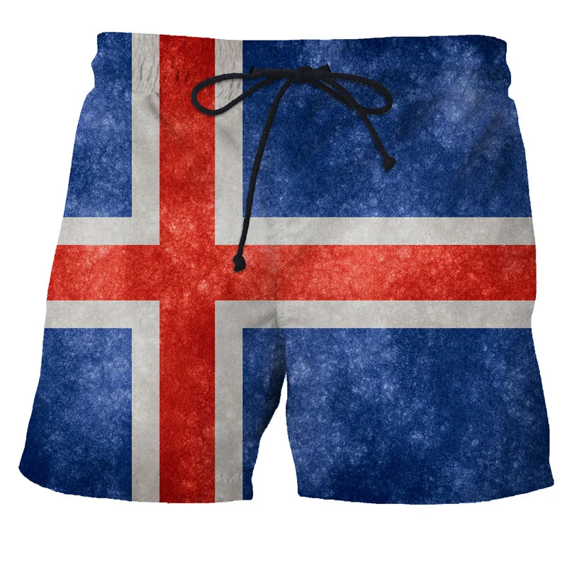 England Britain Flag Graphic Beach Shorts Men 3D Print Spanish Emblem Board Shorts Swimsuit Summer Swim Trunks Cool Kids Shorts