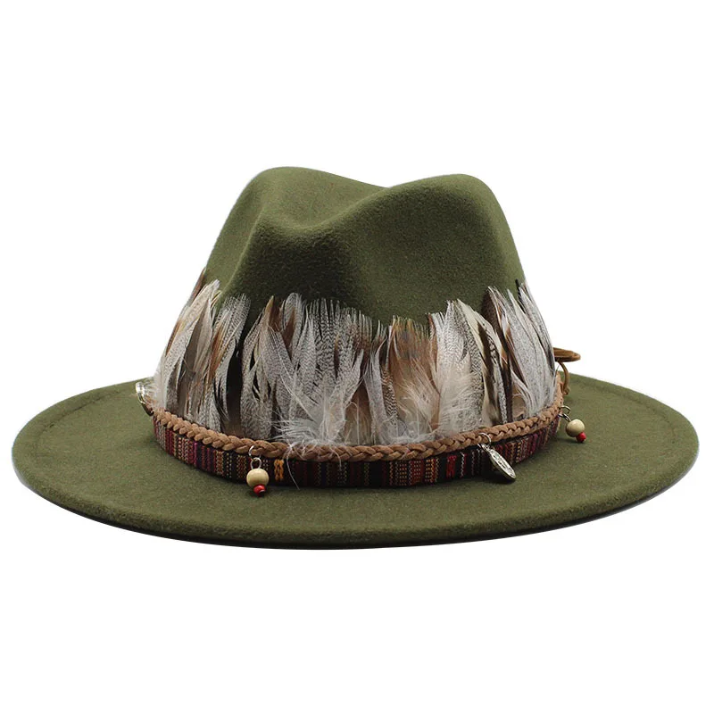 Sombrero Fedora de ala ancha para mujer, sombrero de lana, estilo británico, cinturón de moda, elegante, primavera, Otoño e Invierno