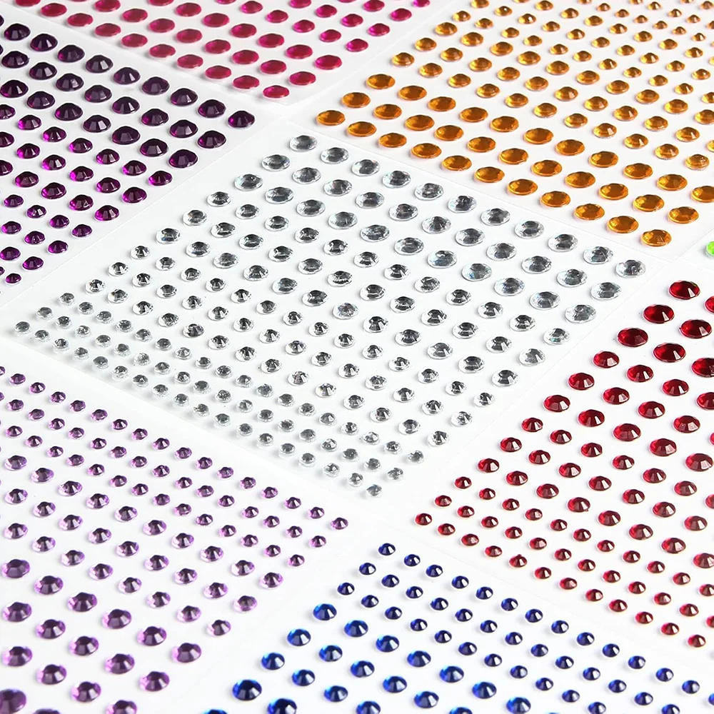 Bling Mini Acrylic Rhinestone Gem Stickers Self Adhesive Colorful Crystal Diamond Stickers for Children DIY Scrapbooking Decor