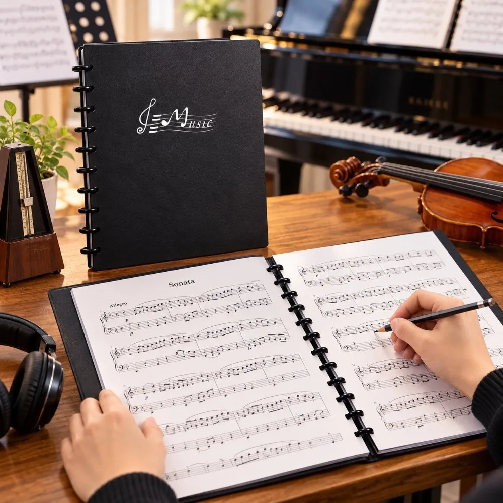 Transparent Music Score Folder Flexible Thickened Sheet Music Binder Reusable Double-Sided Loose Leaf Music Folder Music Majors 5