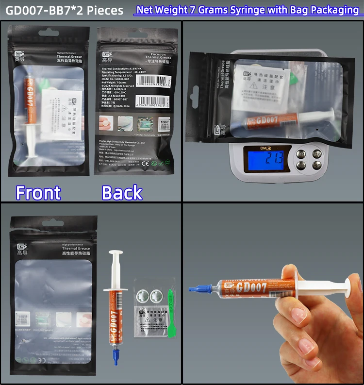 GD007 Wärmeleitpaste Gips Kühlkörper Verbindung Kühlnetz Gewicht 0,5/1/3/7/15/30/150 Gramm für CPU SSY ST CB CN MB BA BR – Detail 15