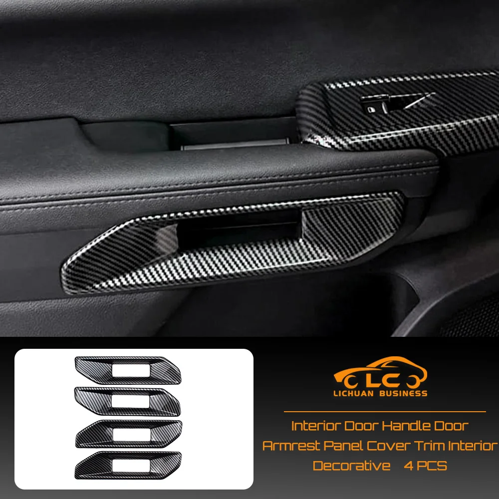 

4PCS ABS Interior Door Handle Door Armrest Panel Cover Trim Carbon Fiber Color Interior Decorative for Ford Ranger Everest 2023