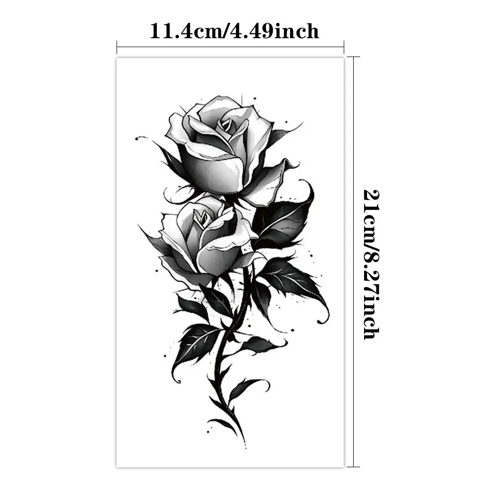 2pcs Gothic Black Rose Butterfly Waterproof Temporary Tattoo Sticker Body Art Arm Shoulder Back Fake Tattoos Sleeve Women Men