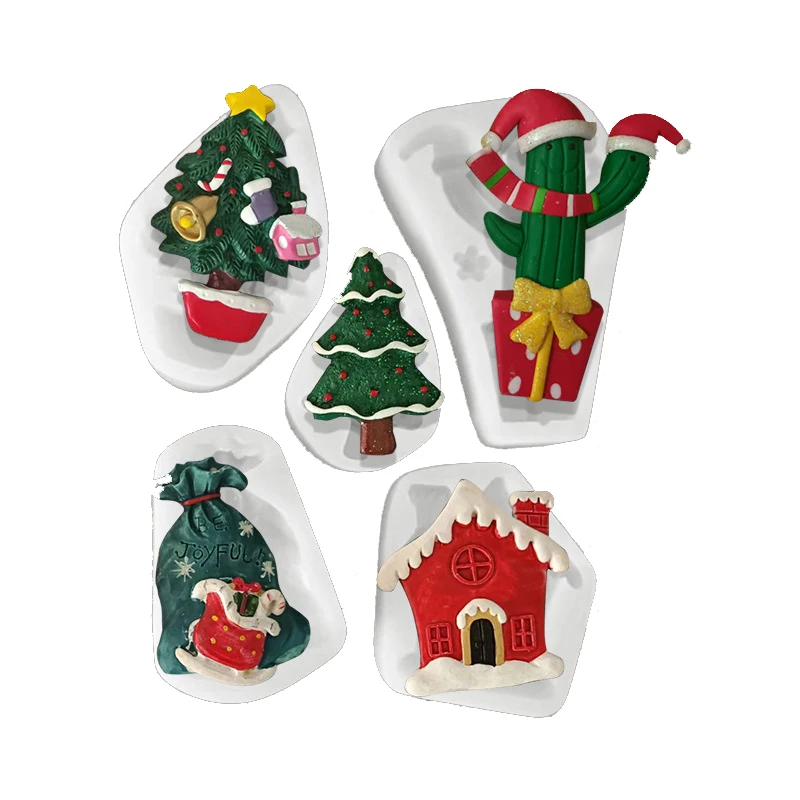 Christmas House Tree Cooking Tools Silicone Mold For Baking Fondant Bakery Sugar Of Cake Decorating Pastry Kitchen Accessories
