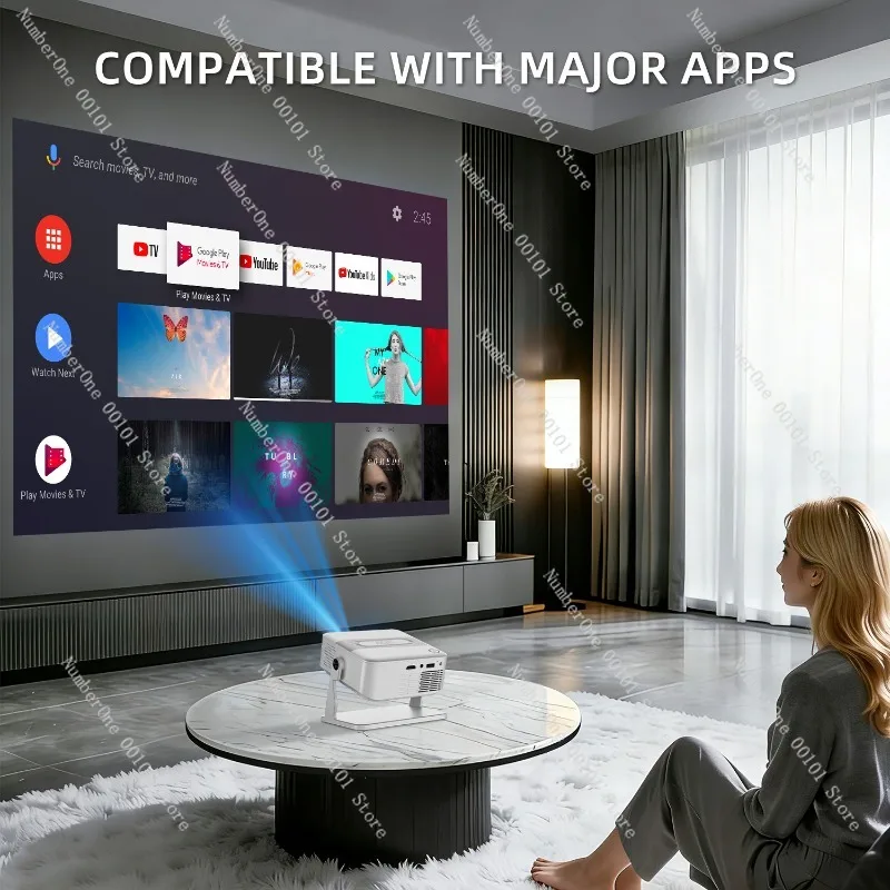 Home Theater Portable Projector Native HD 4K Decoding Wireless Screen Mirroring Outdoor Movie Beamer for Bedroom Living Room