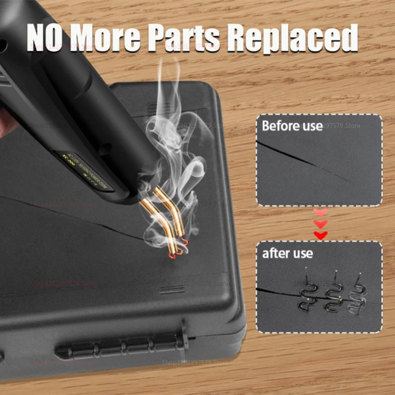 เครื่องเชื่อมพลาสติกแบบร้อน 200 วัตต์ ชุดซ่อมกันชนรถยนต์ 2 in 1 ปืนเชื่อมพลาสติกพร้อมตะปูเชื่อมสำหรับซ่อมรอยแตก