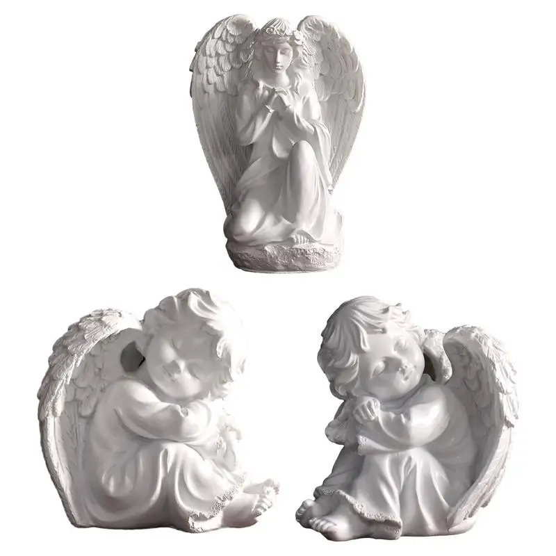 Angel Statue White Angel Ornaments Holding A Cute Dog Carved Angel Figurines Statues Cute Guardians Angel Desk Decor For Home