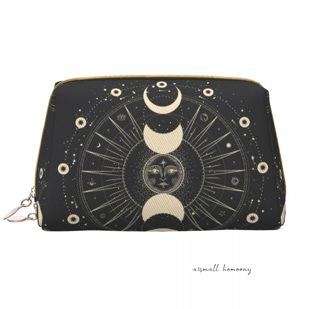 Moon Star Mystic Sun Large Capacity Durable Corduroy Travel Cosmetic Bag with Waterproof Lining