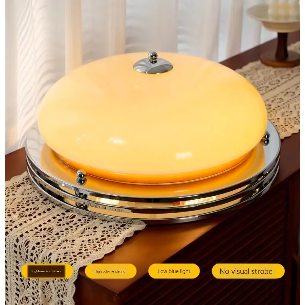 French egg tart shaped ceiling lamp, vintage bedroom ceiling lamp, new LED glass study lamp