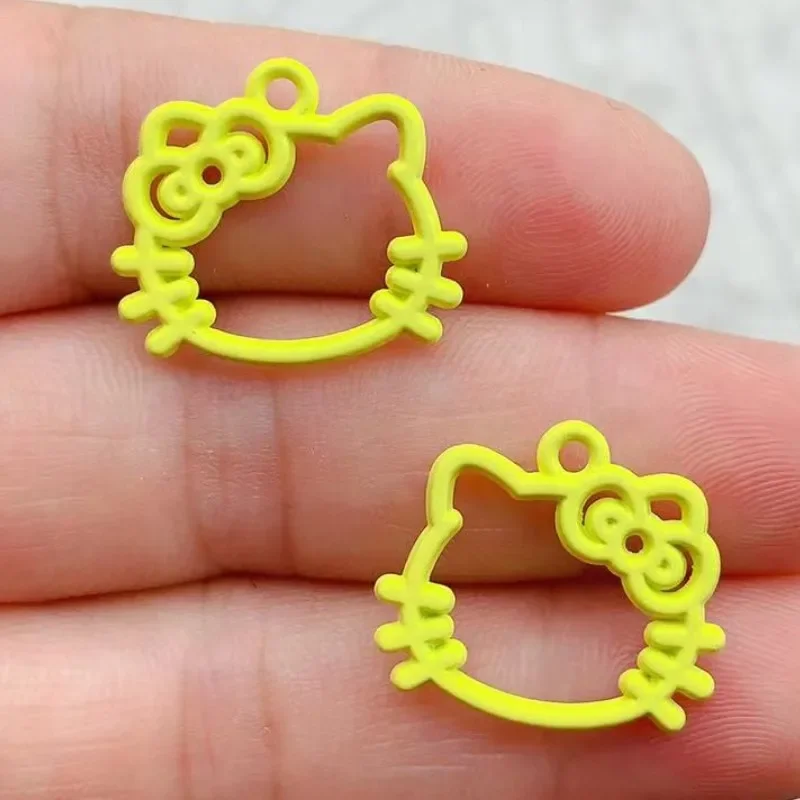 10pcs Hello Kitty Enamel Cat Charm for Jewelry Making Animal Earring Pendant Necklace Bracelet Charms Accessories Diy Finding