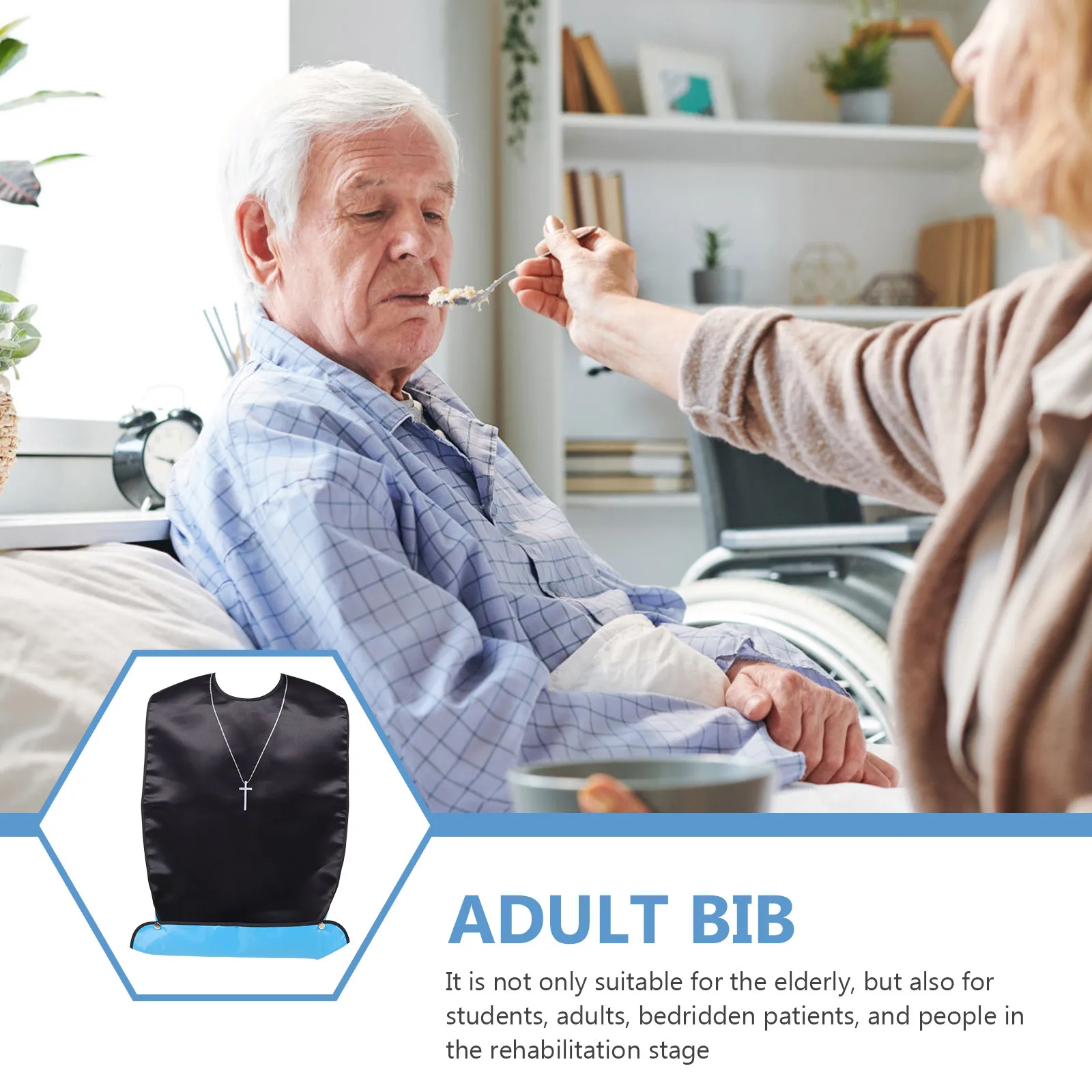 

Reusable Waterproof Adult Bib Heavy Duty Wear Resistant Clothing Protector for Elderly Adults Patients Dining Caregivers Nursing