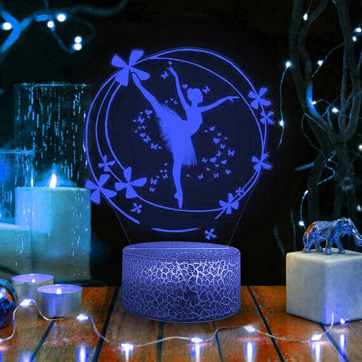 Ballerino di danza classica 7/16 Lampada a LED 3D con luce notturna colorata per la decorazione della camera dei bambini, regalo di compleanno di Natale