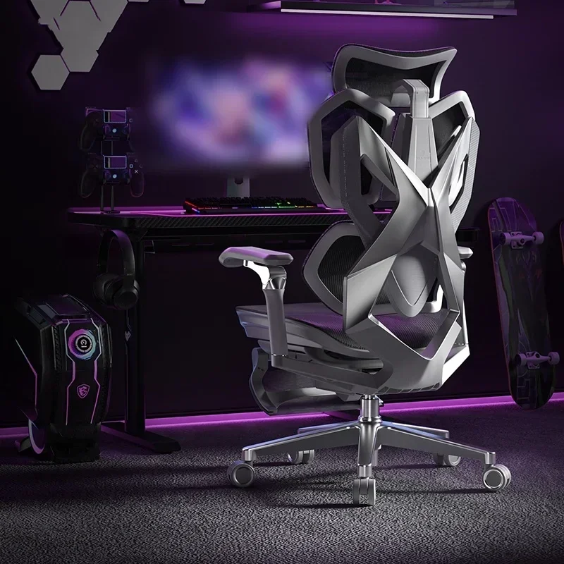Height adjustable gas lift new pull gaming computer ergonomic chair pu mesh gaming chair with footrest