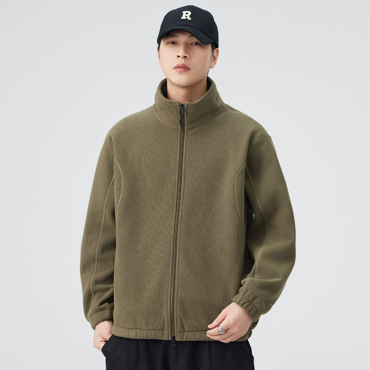 

Autumn Fleece Sweatshirt Jacket Men Outdoor Fashion Loose Casual Stand Collar Cardigan Jacket Cityboy Sweatshirt Coat Hoodie