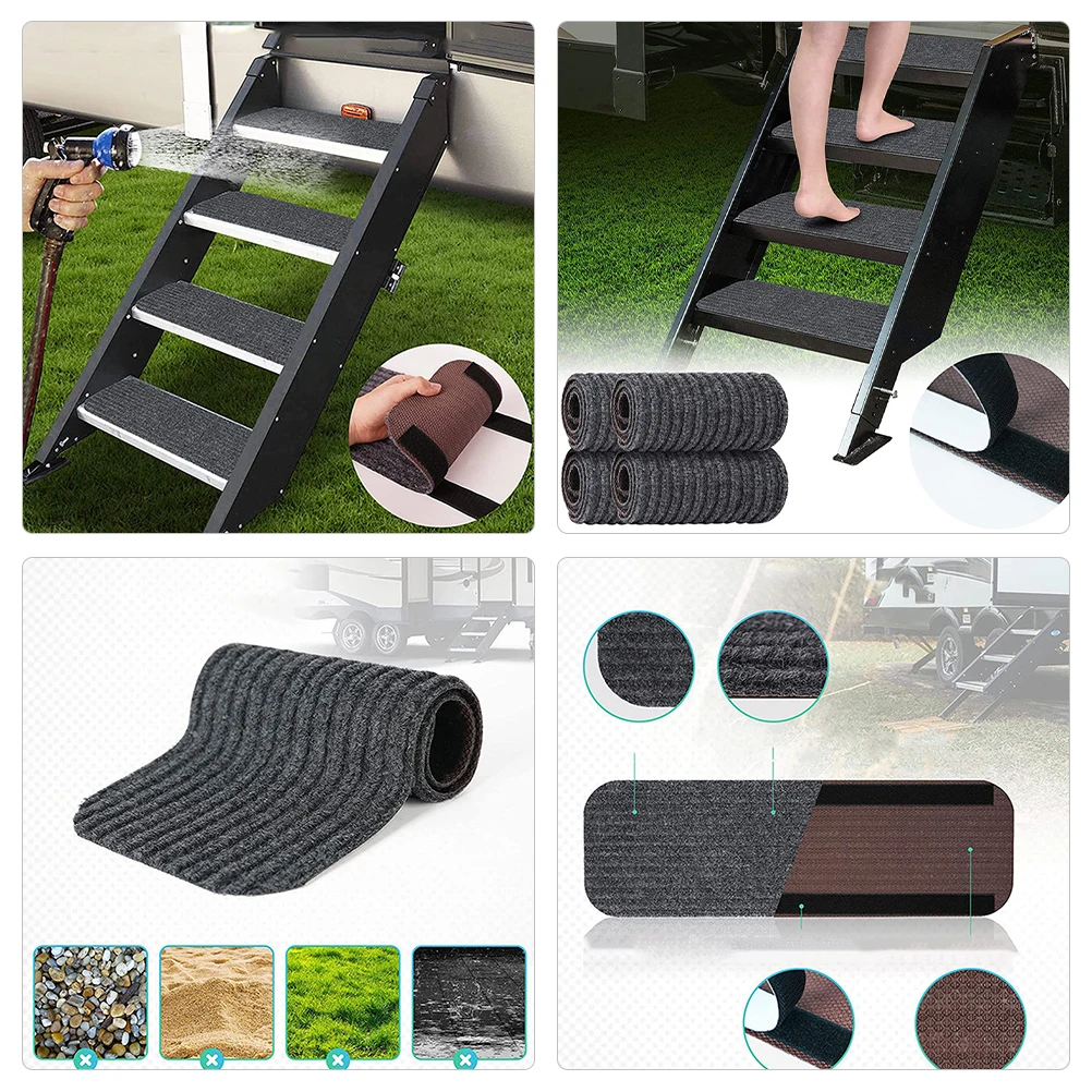 

4pcs Covers Step Stabilizer Stair Tread Covers Non Slip Travel Trailer Stairs Carpet Step Rugs For Rv Owners Stair Treads Camper