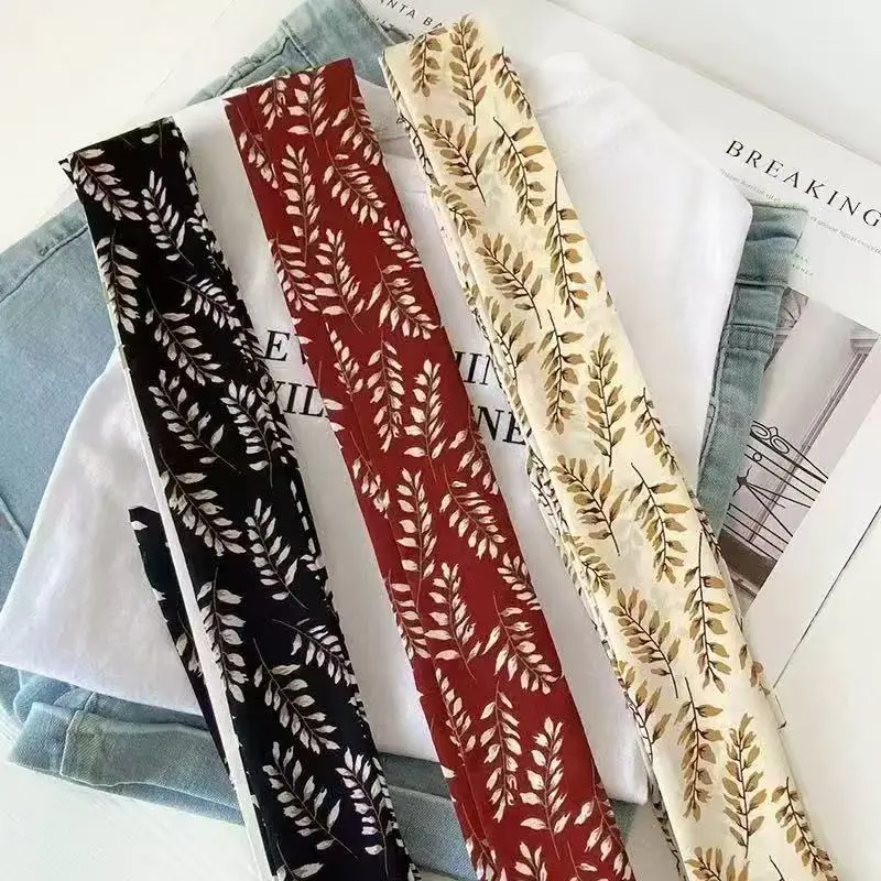 Scarf Long Skinny Wheat Design Thin Soft Versatile Neck Scarf Hair Wrap Bag Strap Belt Headband for Women Casual Travel