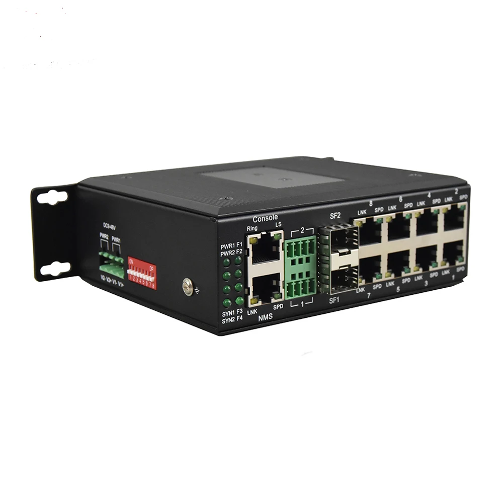 8 Ports Gigabit UTP Ethernet + 2 SFP Ring Industrial Network Switch With Serial Port