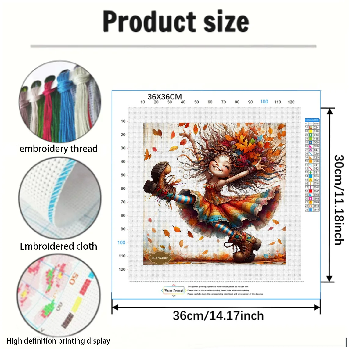 Leaf Dancer Cross Stitch Kit DIY 11CT Embroidery Home Wall Decor Gift Handmade Material Frameless Semi-Finished 36×36cm