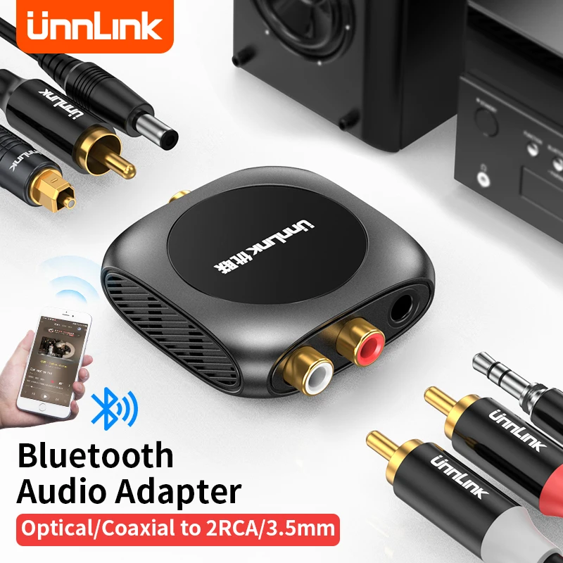 Unnlink 192KHz Audio RCA Bluetooth Receiver Digital To Analog DAC Converter Coaxial Optical Toslink SPDIF Aux 3.5mm To Amplifier