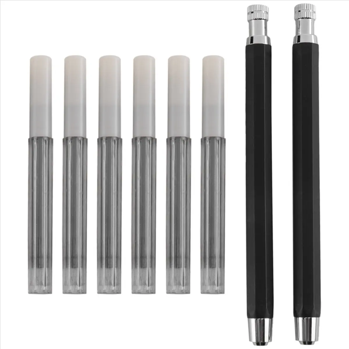 RANA 2 Pcs 5.6mm Lead Holder Automatic Mechanical Pencil with Sharpener and Charcoal Lead Refill, 6Pcs Extra Lead Refills