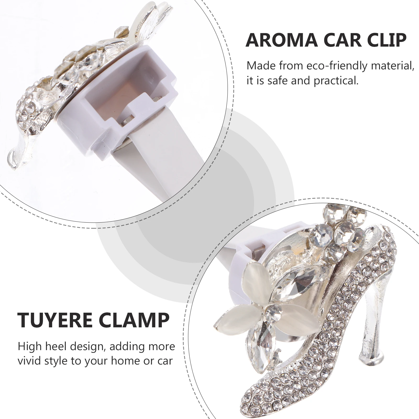 

Eco-Friendly Aromatherapy Perfume Clip Air Vent Diffuser High Heel Design Silver Odor Compatible With Fan Purifier