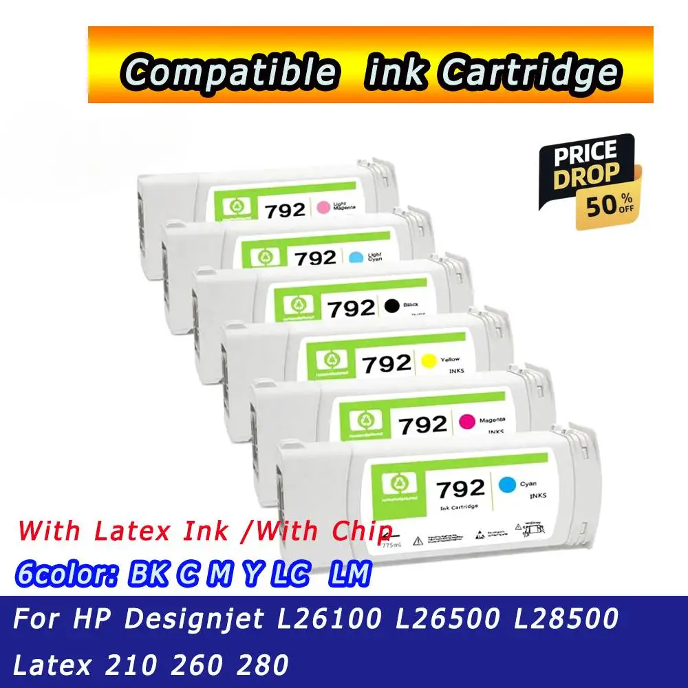 HP792 Printer Ink Cartridge with Latex Ink for Hp 792 Cartridge with Chip for HP L26100 L26500 L28500 Latex 210 260 280 Part Kit