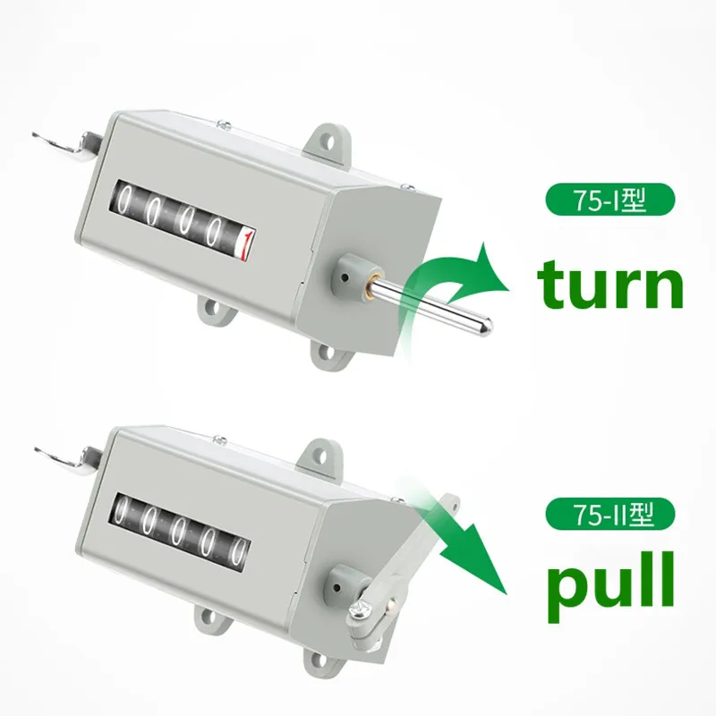 5digits Counter Mechanical Rotating Speed Meter Rotating Type 75-1 75-I / Resettable Stroke Totalizing Pull Counter 75-2 75-II