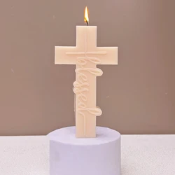 DIY cross candle silicone molds 3D relief cross crafts resin plaster cement casting mold Halloween gift making tool