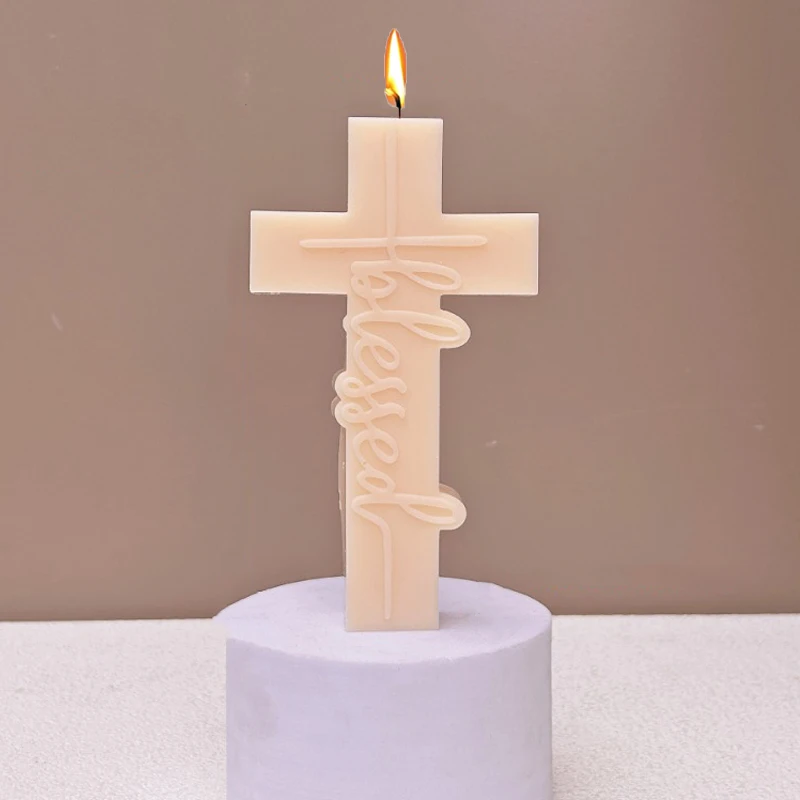 DIY świeca krzyżowa formy silikonowe 3D relief krzyż rzemiosło żywica gipsowa forma do odlewania cementu narzędzie do robienia prezentów na Halloween