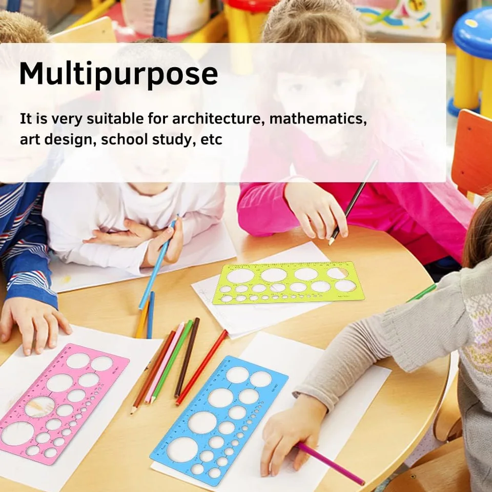 مجموعة أدوات صياغة استنسل دائرية مكونة من 4 قطع من Zxiixz قوالب قياس رقمية مساطر للمكتب والمدرسة والبناء والأعمال النسيجية والرسومات