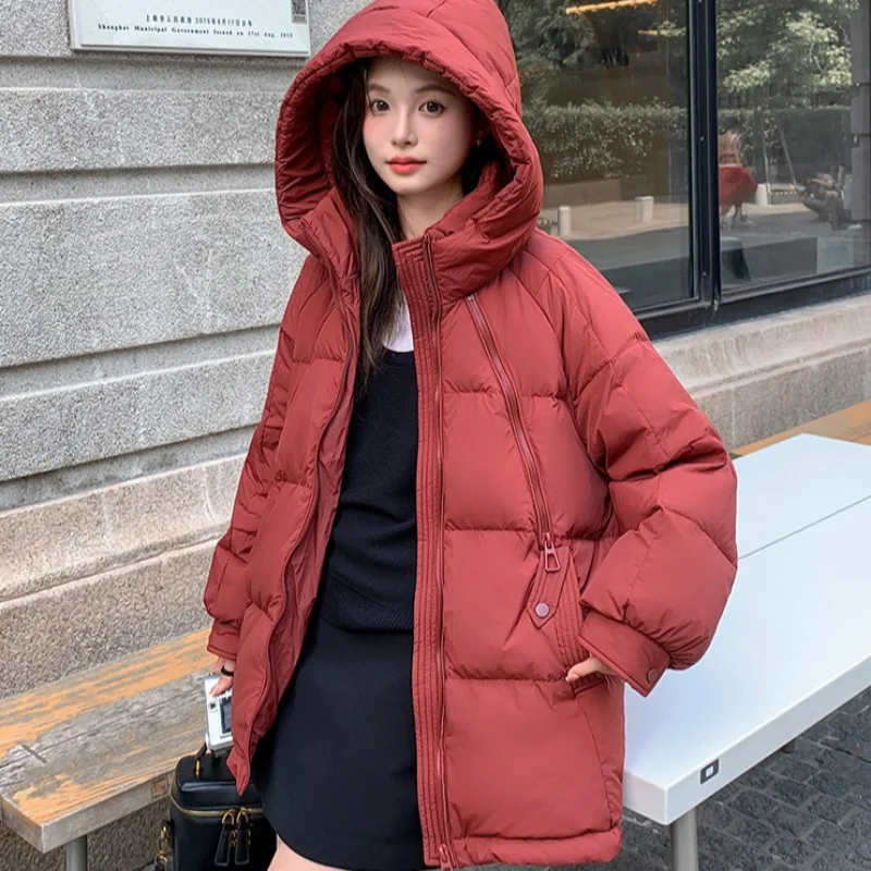 Piumino di media lunghezza 2025 Nuovo arrivo invernale Taglie forti per donne curvy - Cappotto alla moda per pendolari con cappuccio oversize e ispessito