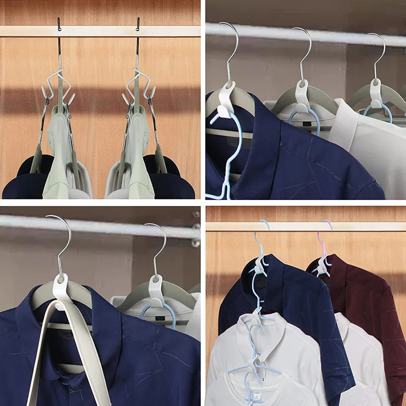 10/5Pcs Clothes Hanger Hooks Space Saving Closet Connector Hook Cascading Hanger Plastic Extender Clips Wardrobe Coat Organizer